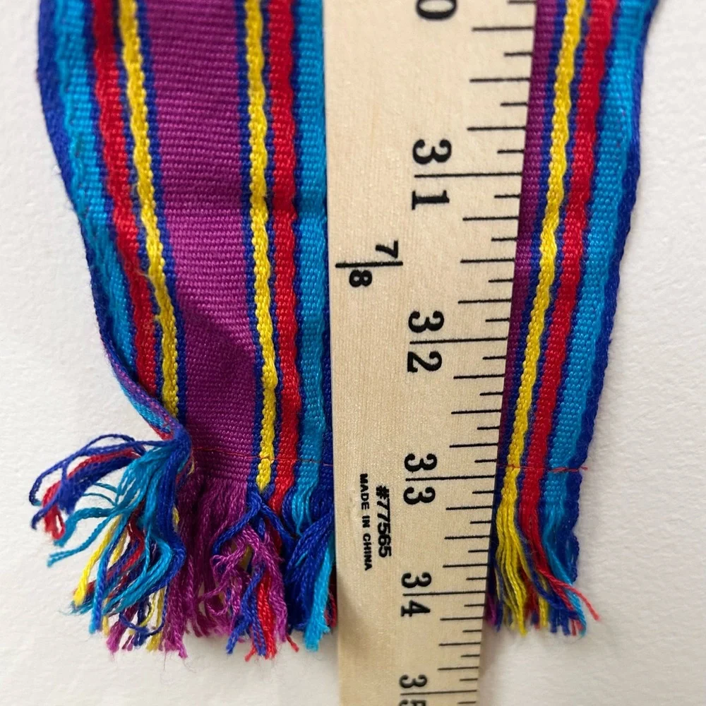 Liz Claiborne Woven Belt Women’s 34” Colorful Striped 80s Retro Fringed‎ Hippie